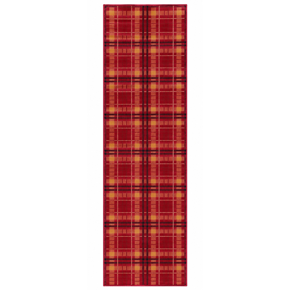 Portland Urco Red Tartan Check Runner Rug 67 x 230cm Image 2