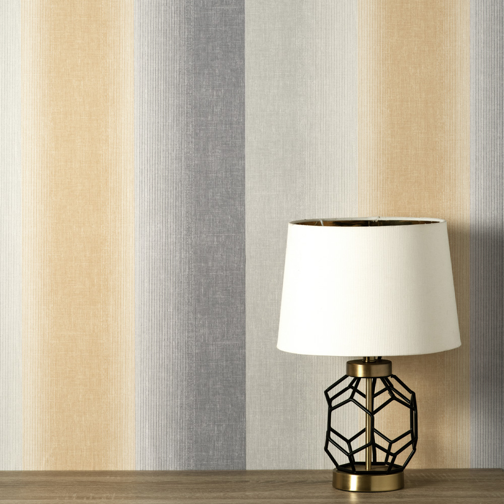Fine Decor Kirby Stripe Mustard Wallpaper Image 3