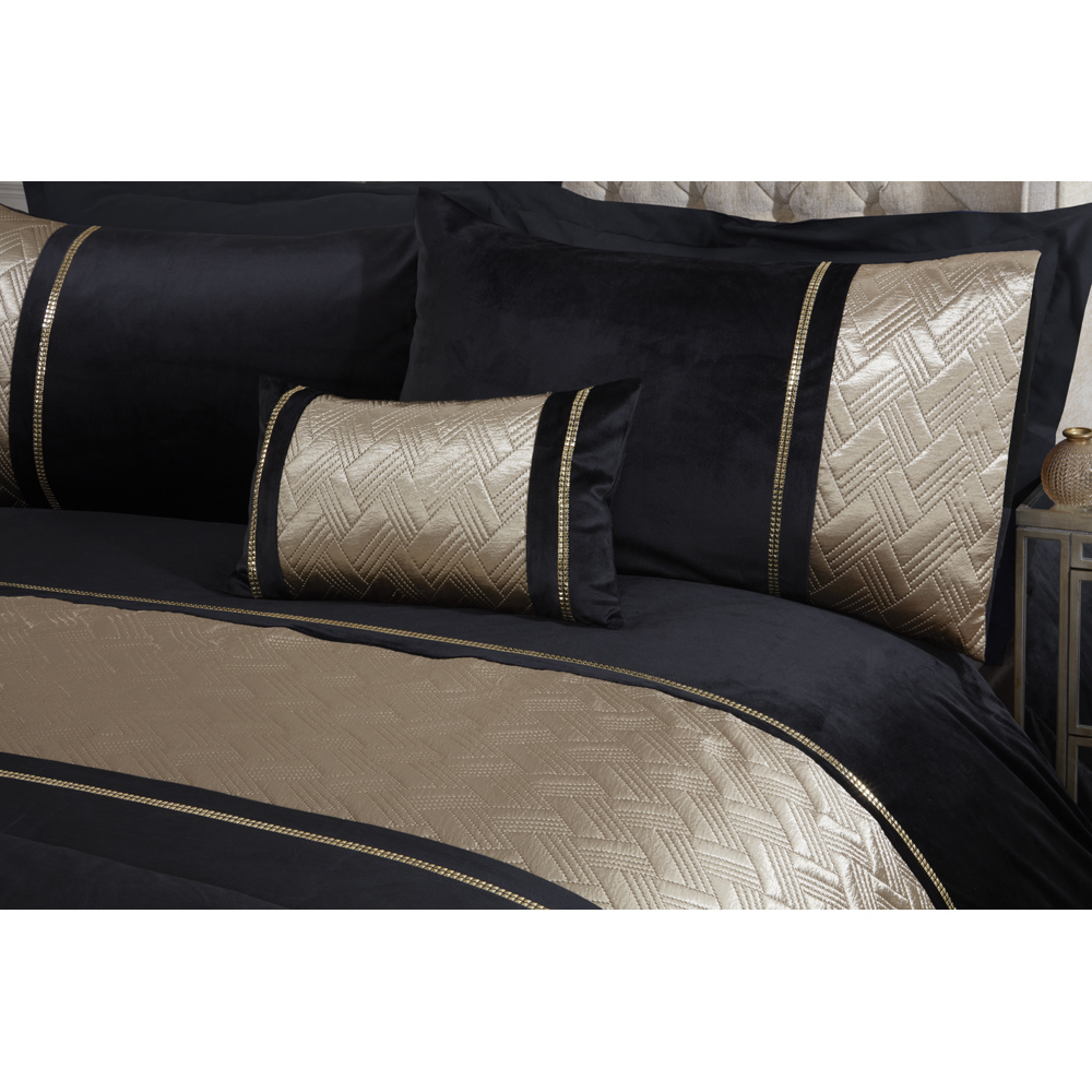 Rapport Home Capri Super King Black and Gold Velvet Duvet Set Image 2