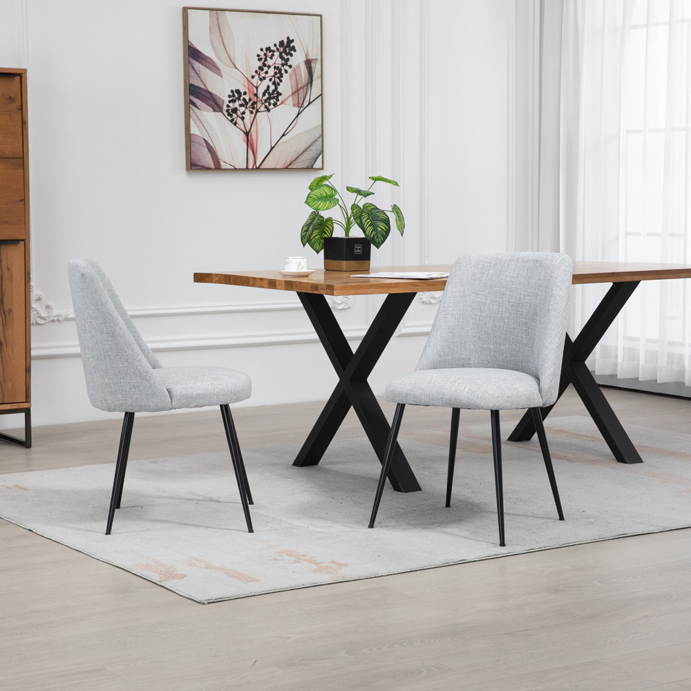 Artemis Home Morandi Set of 2 Light Grey Fabric Dining Chairs Image 4