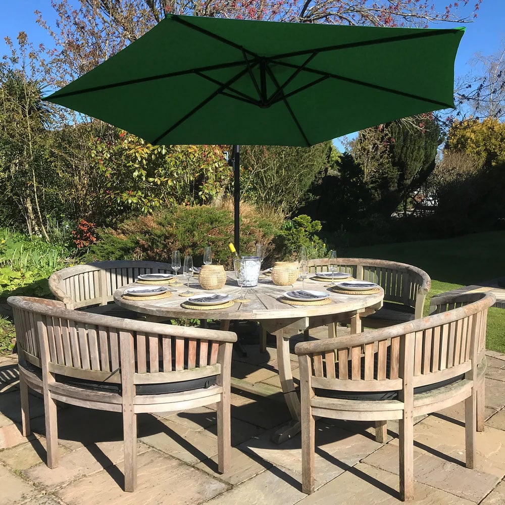 MonsterShop Green Cantilever Parasol with Fan Base Image 2