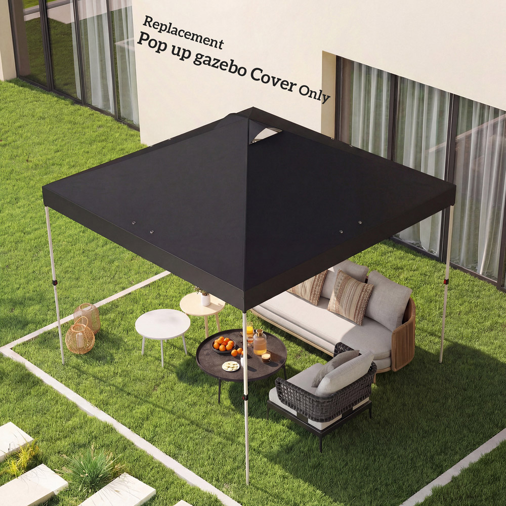 Outsunny 3 x 3m Black Waterproof Gazebo Roof Replacement Cover Image 7