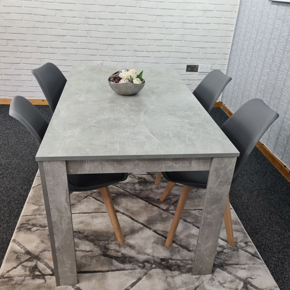 Portland Plastic Leather 4 Seater Dining Set Stone Grey and Grey Image 6