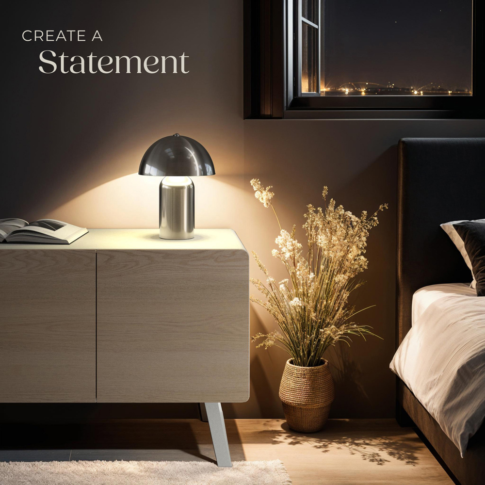 tectake Kade Nickel Matt Retro Battery Powered Table Lamp Image 2