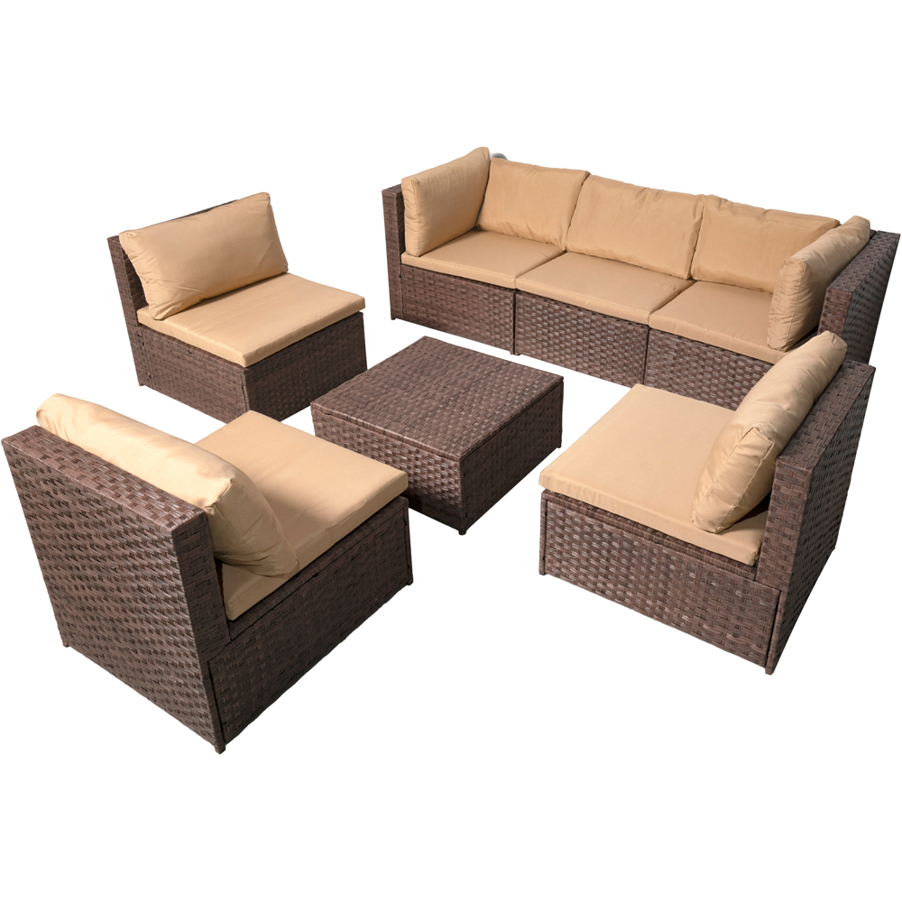 Furniture One 6 Seater Brown Rattan Modular Garden Furniture Set Image 2