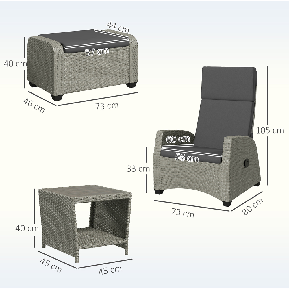 Outsunny 2 Seater Grey Rattan Garden Furniture Set Image 9