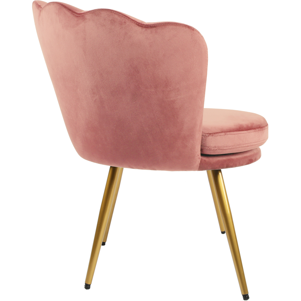 Flora Petal Back Accent Tub Chair Velvet Upholstery - Dusty Pink Image 4
