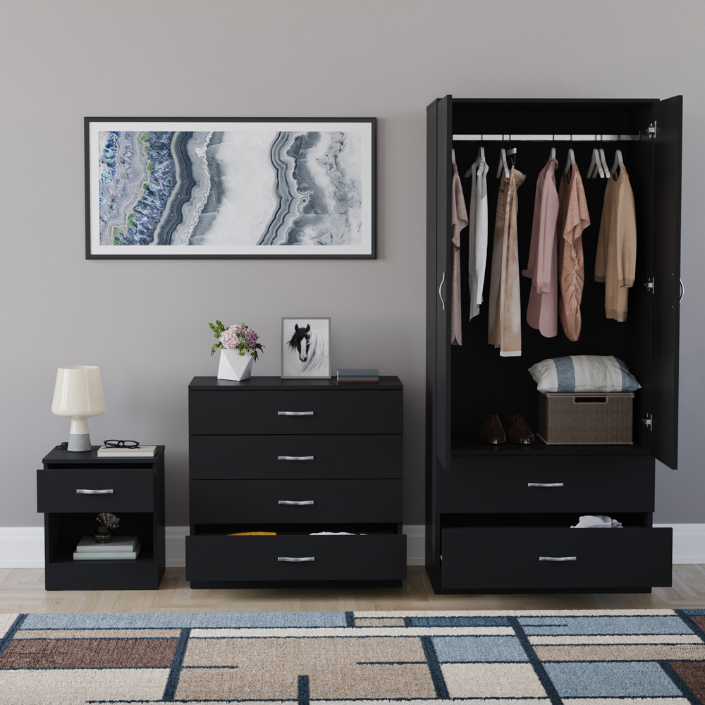 VIDA DESIGNS Riano Black 3 Piece Bedroom Furniture Set Image 3