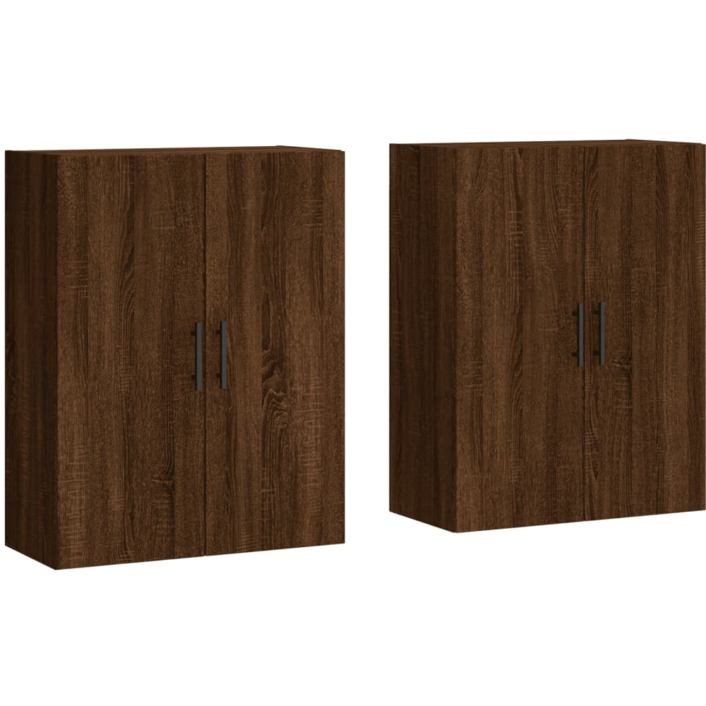 vidaXL 2 Door Brown Oak Wall Mounted Storage Cabinets 2 Pack Image 2