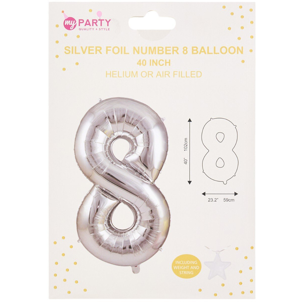 Silver Foil Number BalloonSilver8 Image