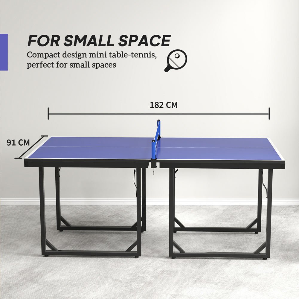 HOMCOM Blue Foldable Indoor Tennis Table with Net Image 8