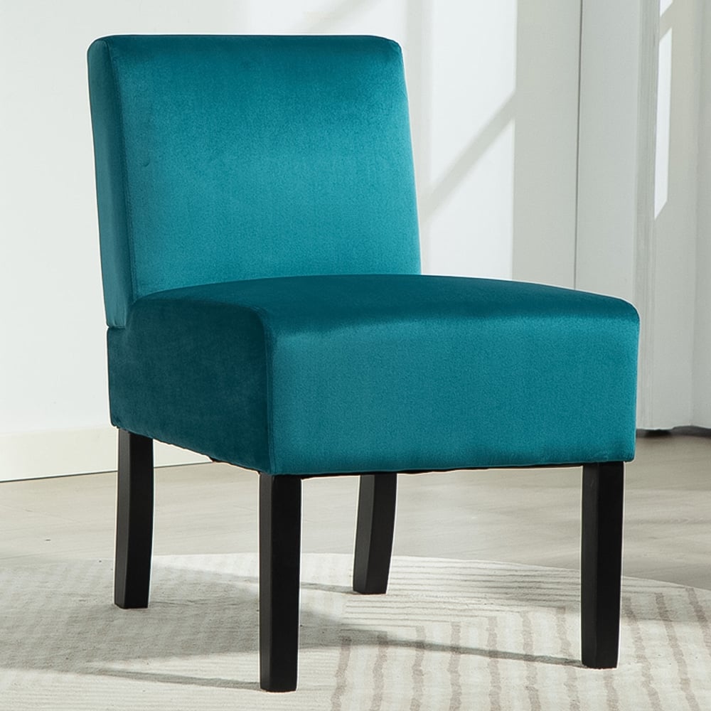 Artemis Home Valina Velvet Fabric Teal Accent Chair Image 1