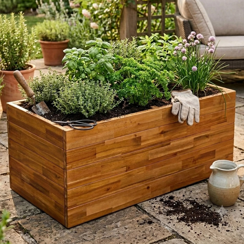 Thompson & Morgan Acacia Large Rectangular Planter 98 x 45.5 x 42.5cm Image 2