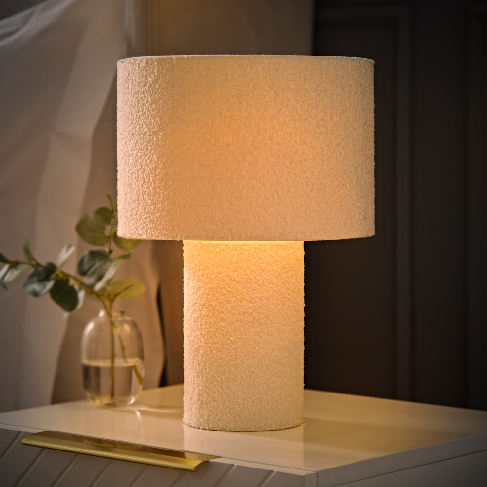 ValueLights Ash Cream Boucle LED Table Lamp Image 6