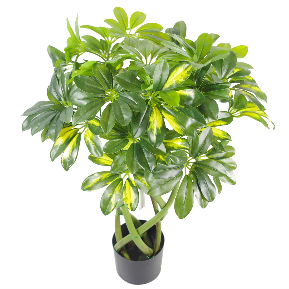 Leaf Golden Capella Bonsai Bush Twisted Stem Artificial Tree Pot 2.2ft Image 2
