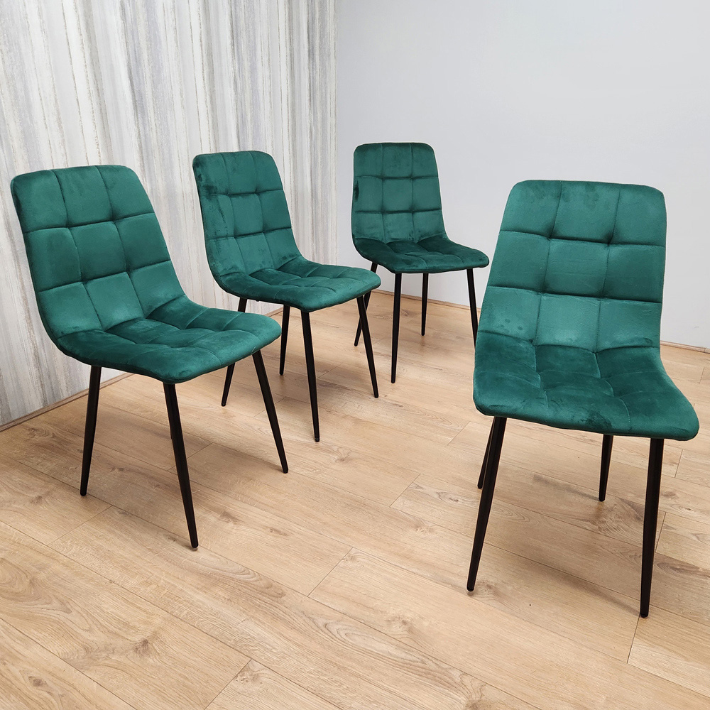 Denver Set of 4 Green Velvet Dining Chairs Image 1