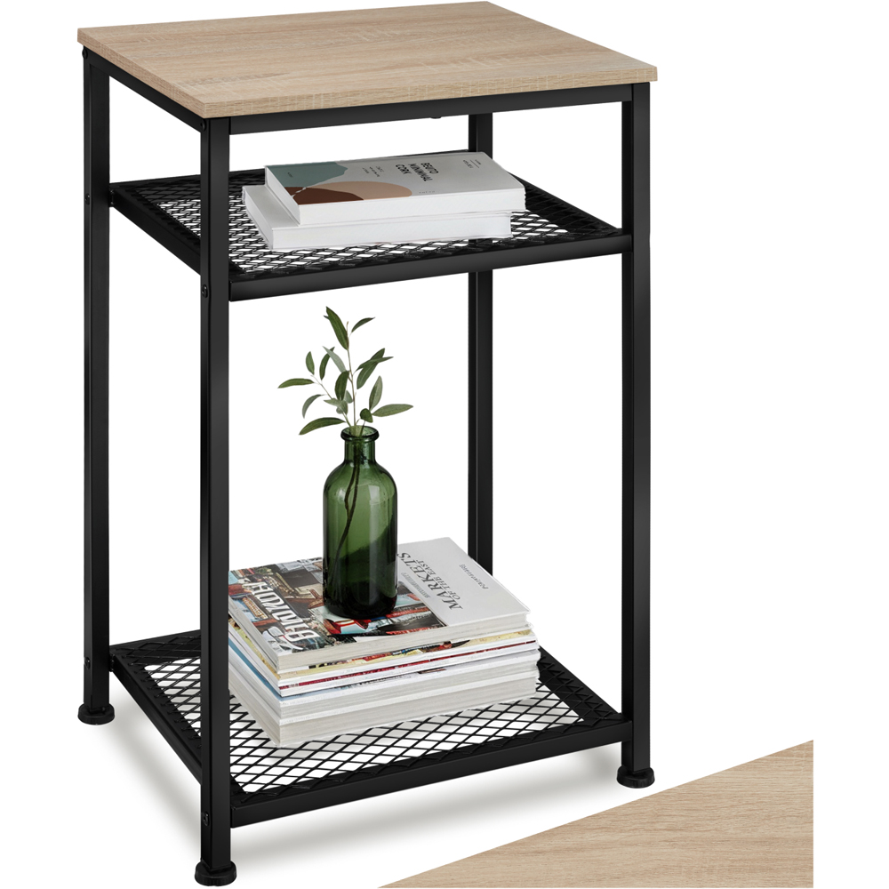 Tectake York 2 Grid Shelf Sonoma Oak Bedside Table Image 2