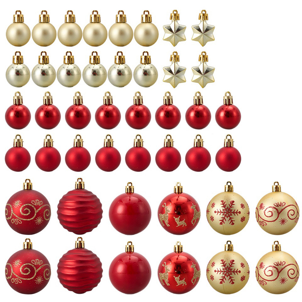 Living and Home 44 Piece Red and Gold Christmas Bauble Set with Storage Box Image 3