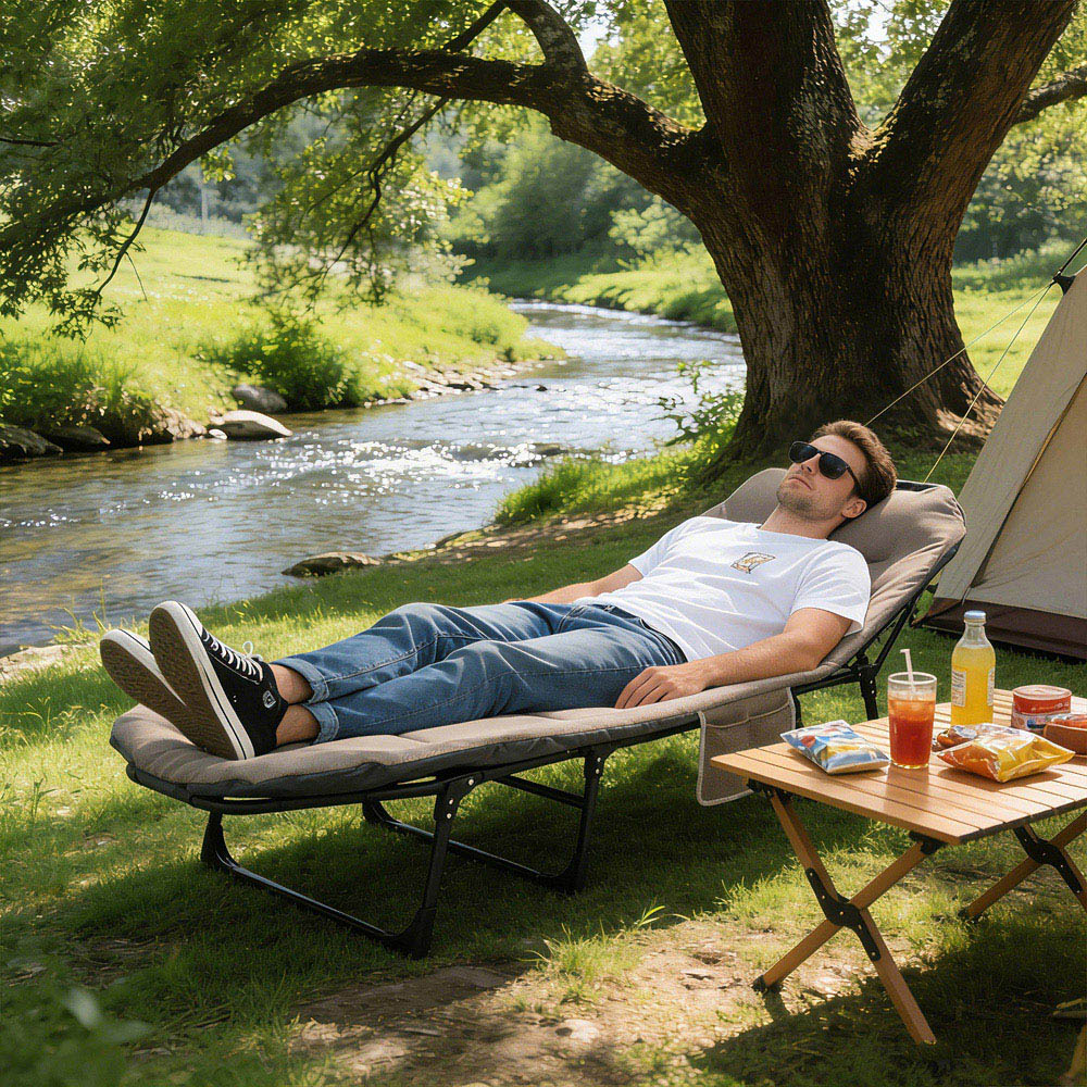 Willowmare Single Foldable Camping Bed with Adjustable Head Rest Image 2