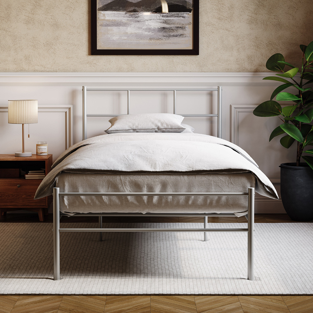 Vida Designs Dorset Single Silver Metal Bed Frame Image 3