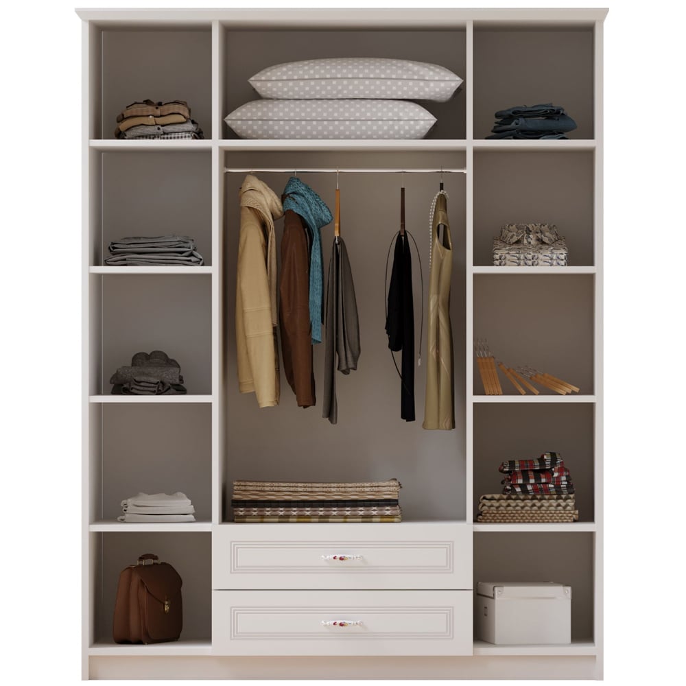 Evu REGAL 4 Door 2 Drawer White Wardrobe Image 3