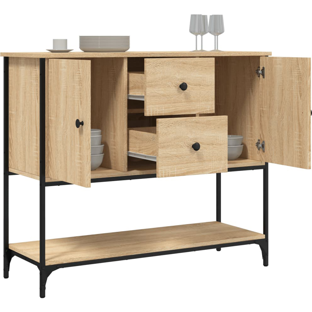 vidaXL 2 Door 2 Drawer Single Shelf Sonoma Oak Sideboard Image 4