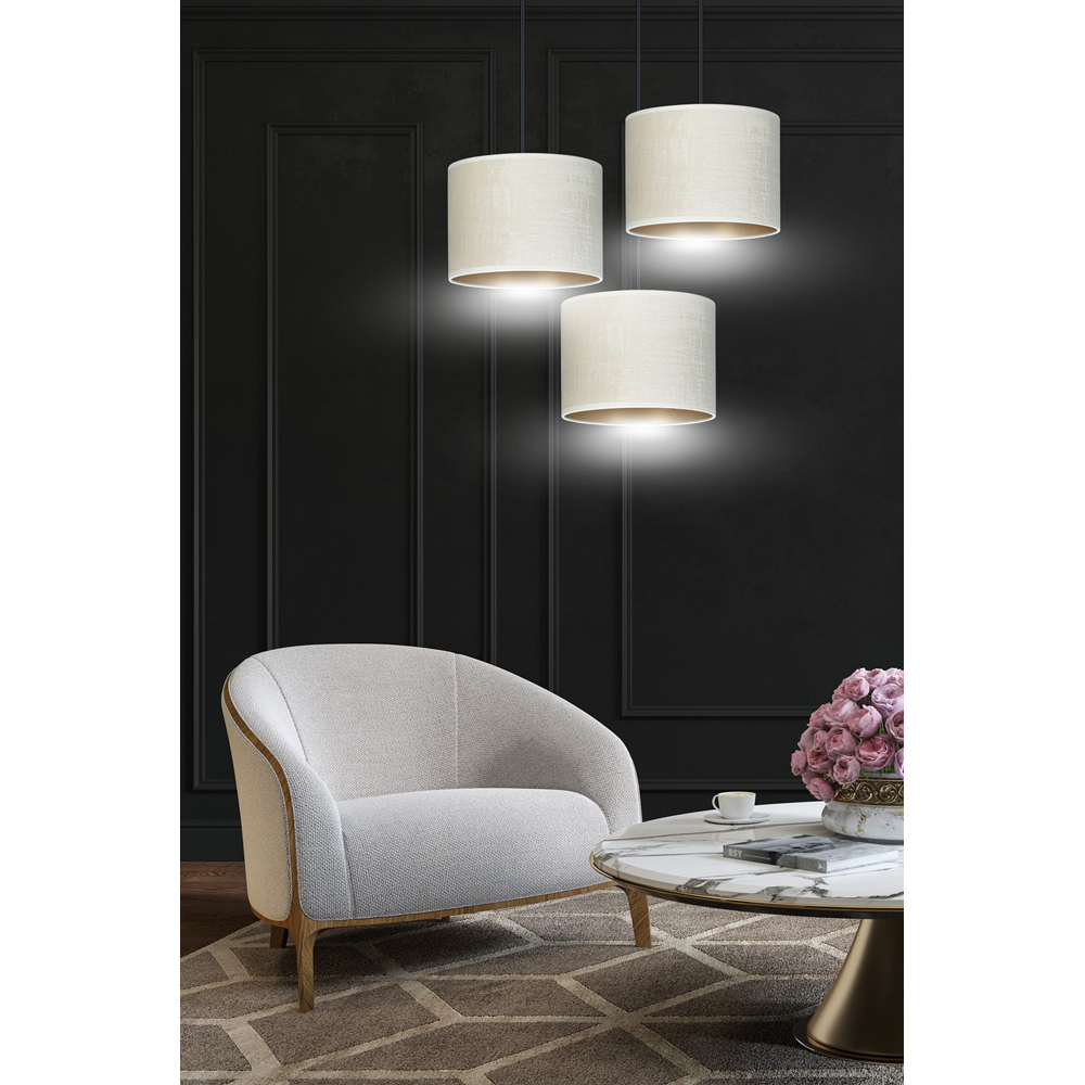 Emibig Hilde 3 Light White Shade Black E27 Ceiling Pendant Light Image 6