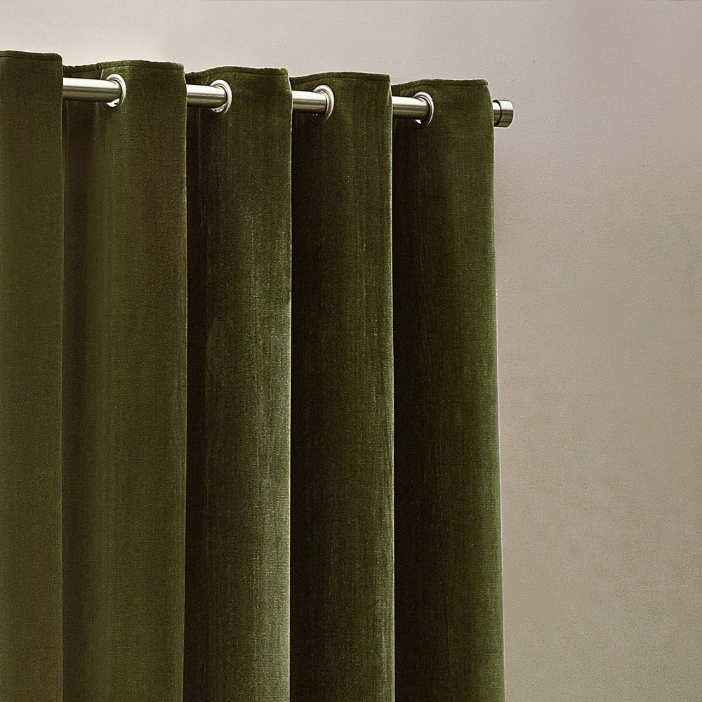 Yard Olive Chenille Blackout Eyelet Curtains 168 x 229cm Image 3