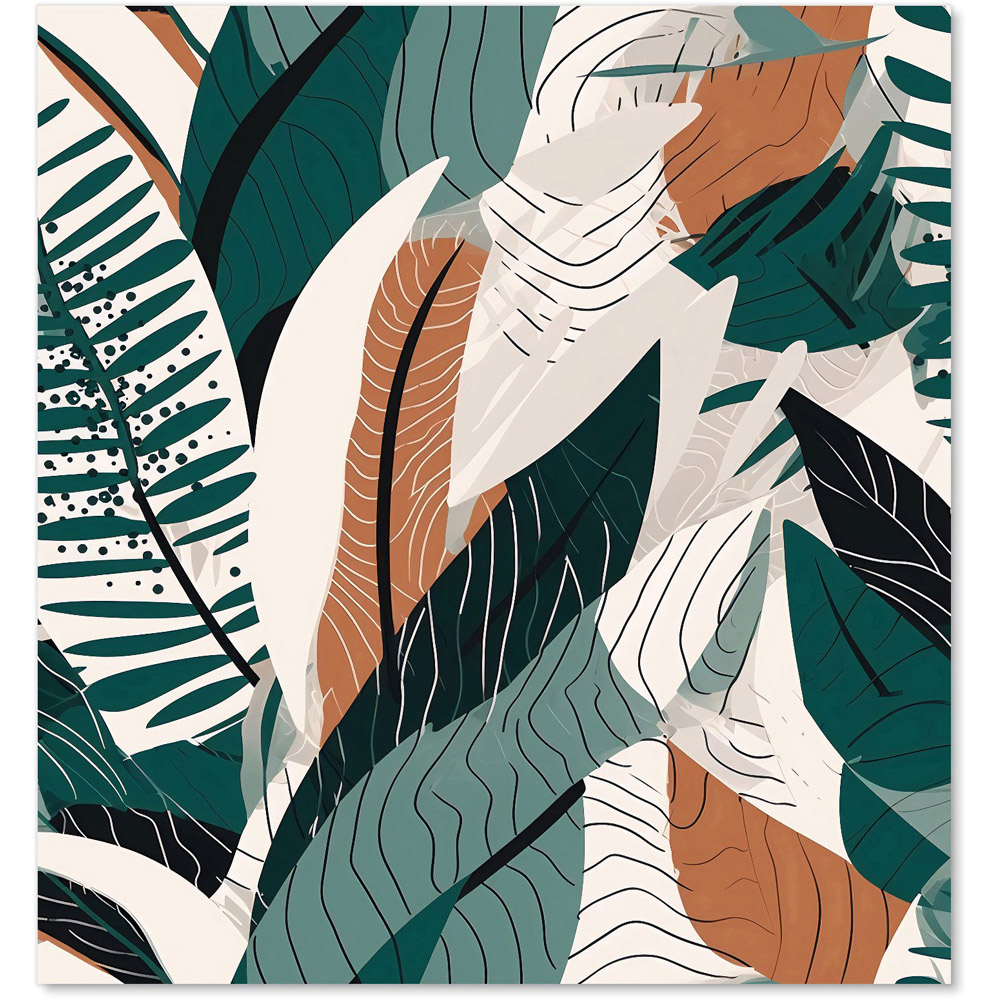 Warren Reed Designer Green and Brown Autumn Tropical Leaves Glass Kitchen Splashback 75 x 70cm Image 2