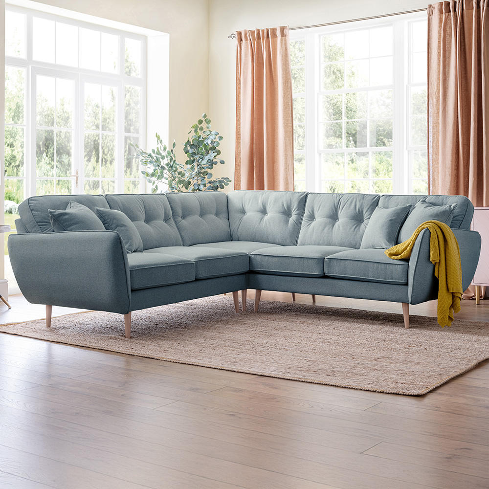 Opry Faro 4 Seater Button Back Denim Left Hand Corner Sofa Image 1
