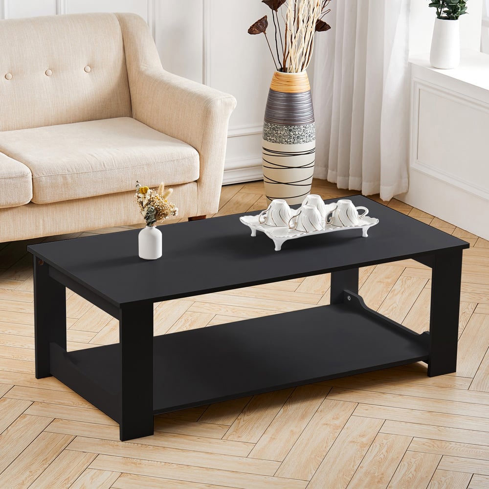 Living and Home Single Shelf Black Coffee Table Image 8