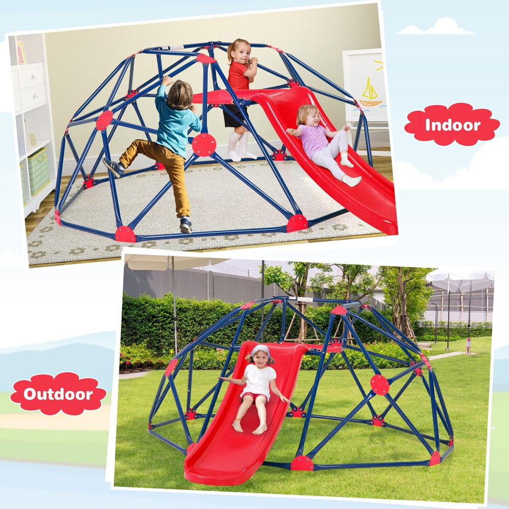 Costway Red Garden Geometric Dome Climber with Slide Image 3