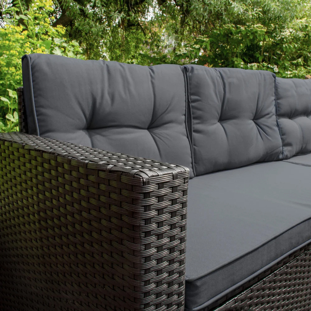 MonsterShop 9 Seater Black Rattan Corner Lounge Set with Cushion Storage Box Image 4