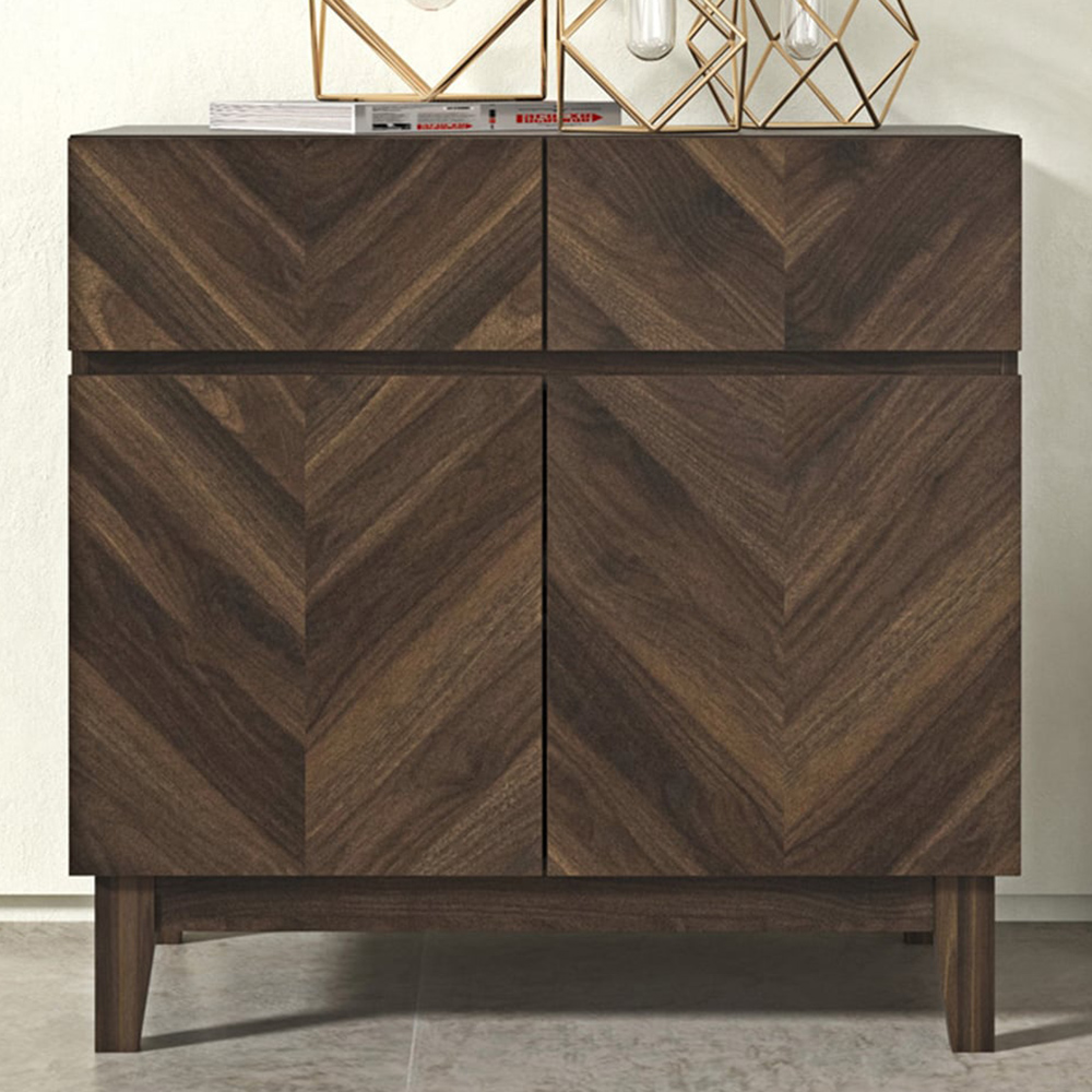 GFW Camborne 2 Door 2 Drawer Royal Walnut Compact Sideboard Image 1