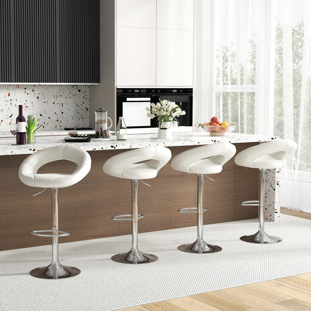 Costway White Height Adjustable Swivel Bar Stool Set of 2 Image 4