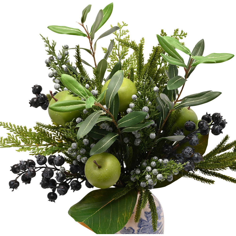The Seasonal Gift Co Vase with Faux Olives and Apples Christmas Foliage 46cm Image 3