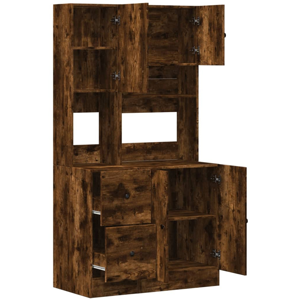 vidaXL 5 Door 2 Drawer 3 Shelf Smoked Oak Kitchen Cabinet Image 3