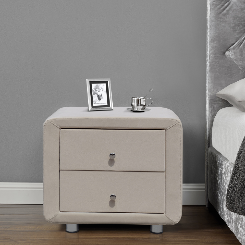 Brooklyn Cream Plush Velvet 4 Piece Bedroom Furniture Set Image 3