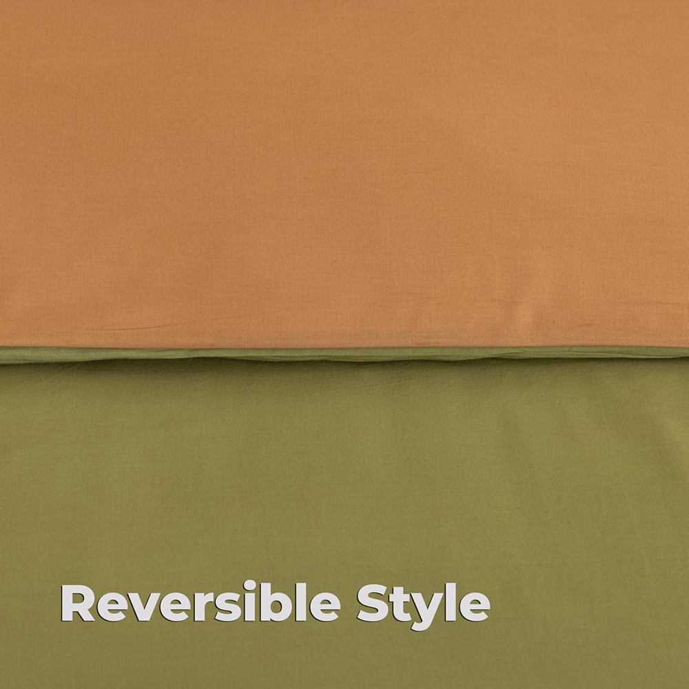 MHG Living Super King Size Olive Green Reversible Duvet Set Image 4