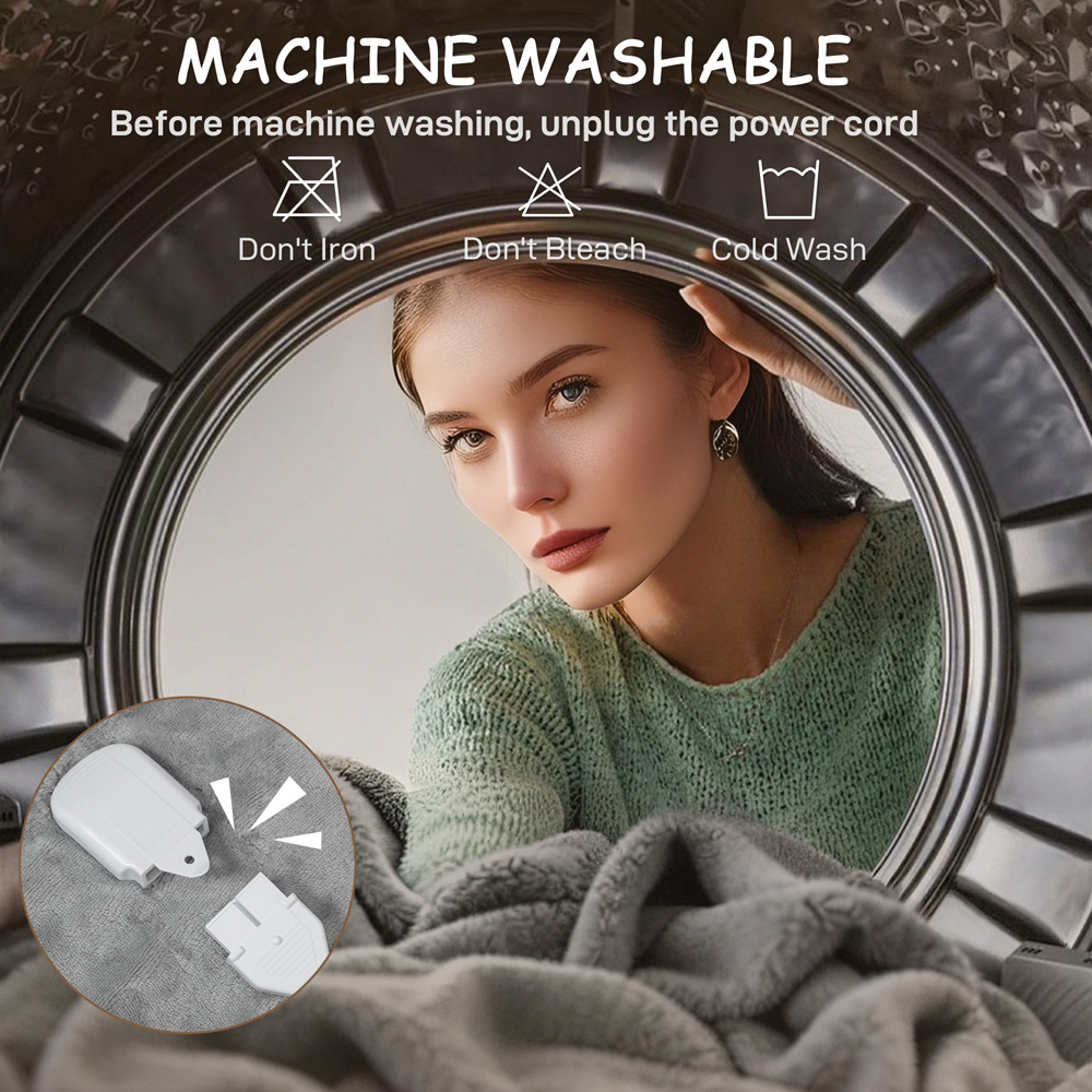 HOMCOM Grey Flannel Fabric Electric Blanket Image 6