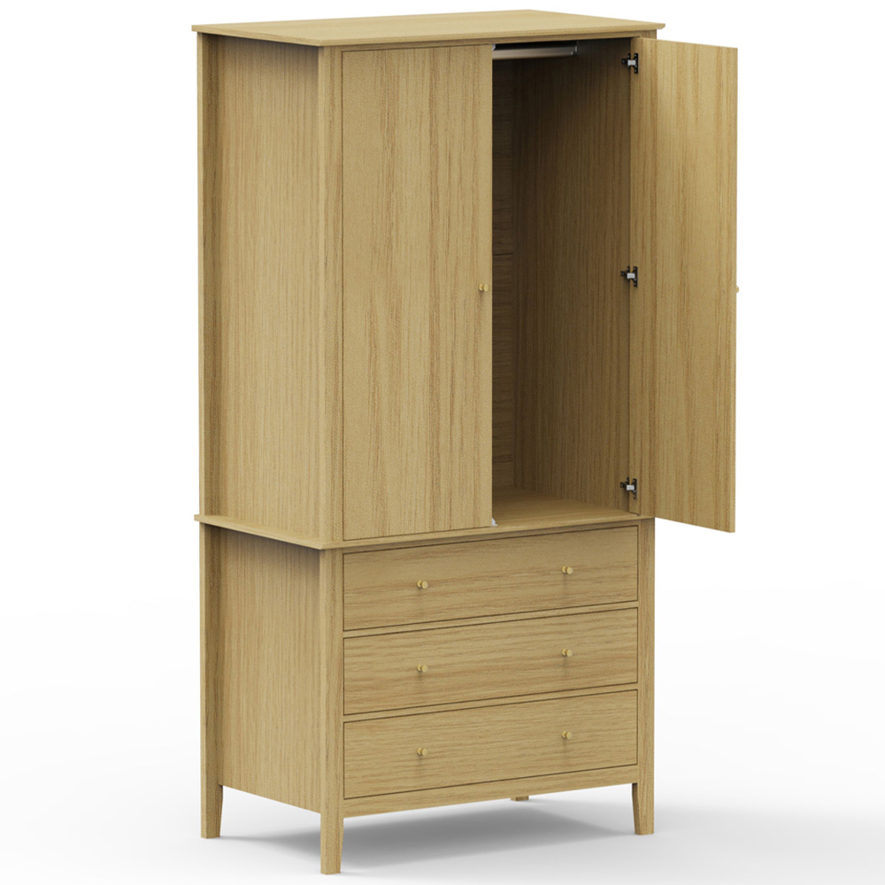 Core Products Henley 2 Door 3 Drawer Oak Effect Wardrobe Image 6