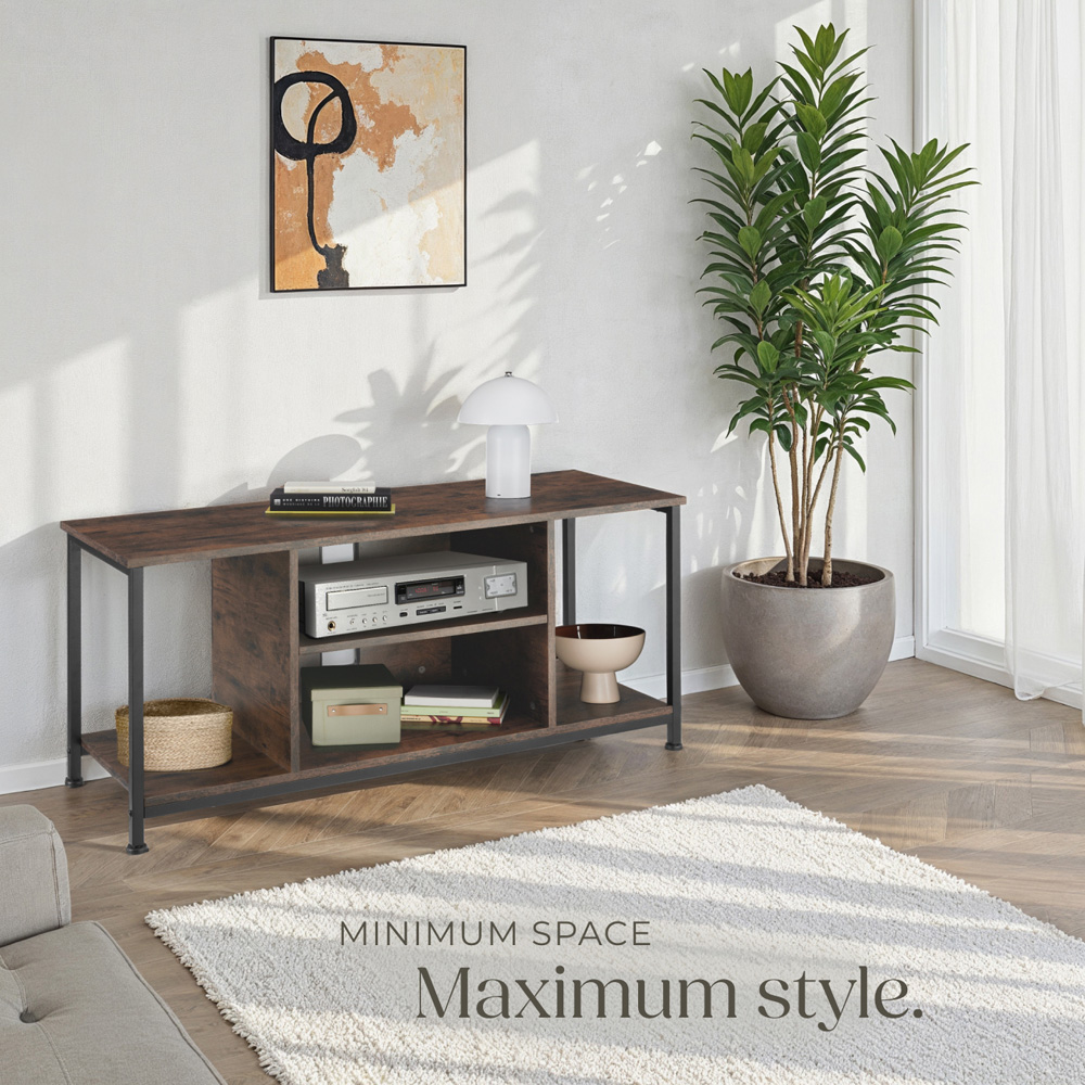 Tectake 4 Shelf Rustic Dark Wood TV Stand Image 8