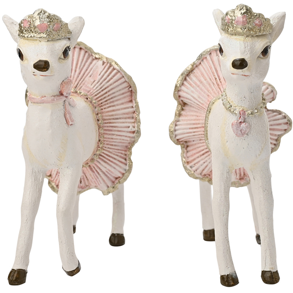 The Seasonal Gift Co. Pink Ballerina Tutu Reindeer Christmas Decoration 2 Pack Image 4