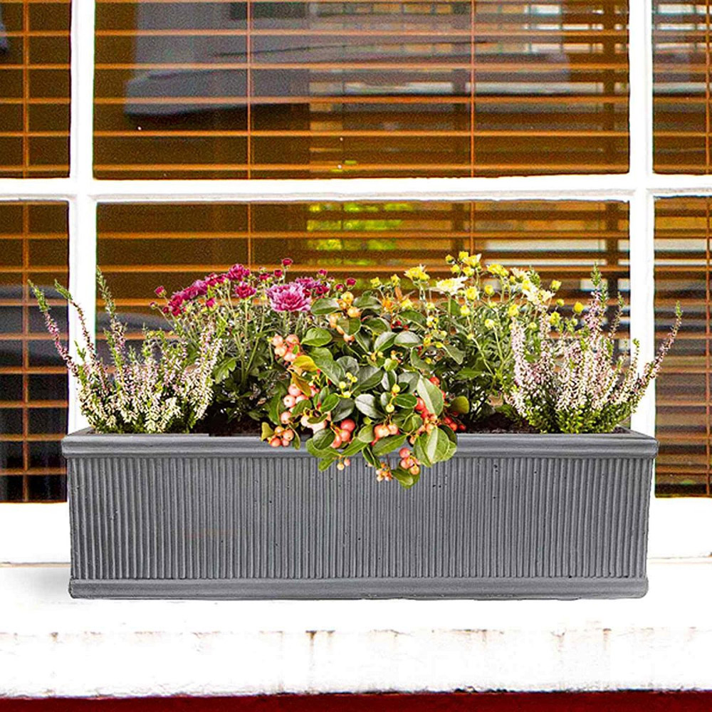 wilko Window Flower Box Grey Outdoor Planter 17cm Image 2