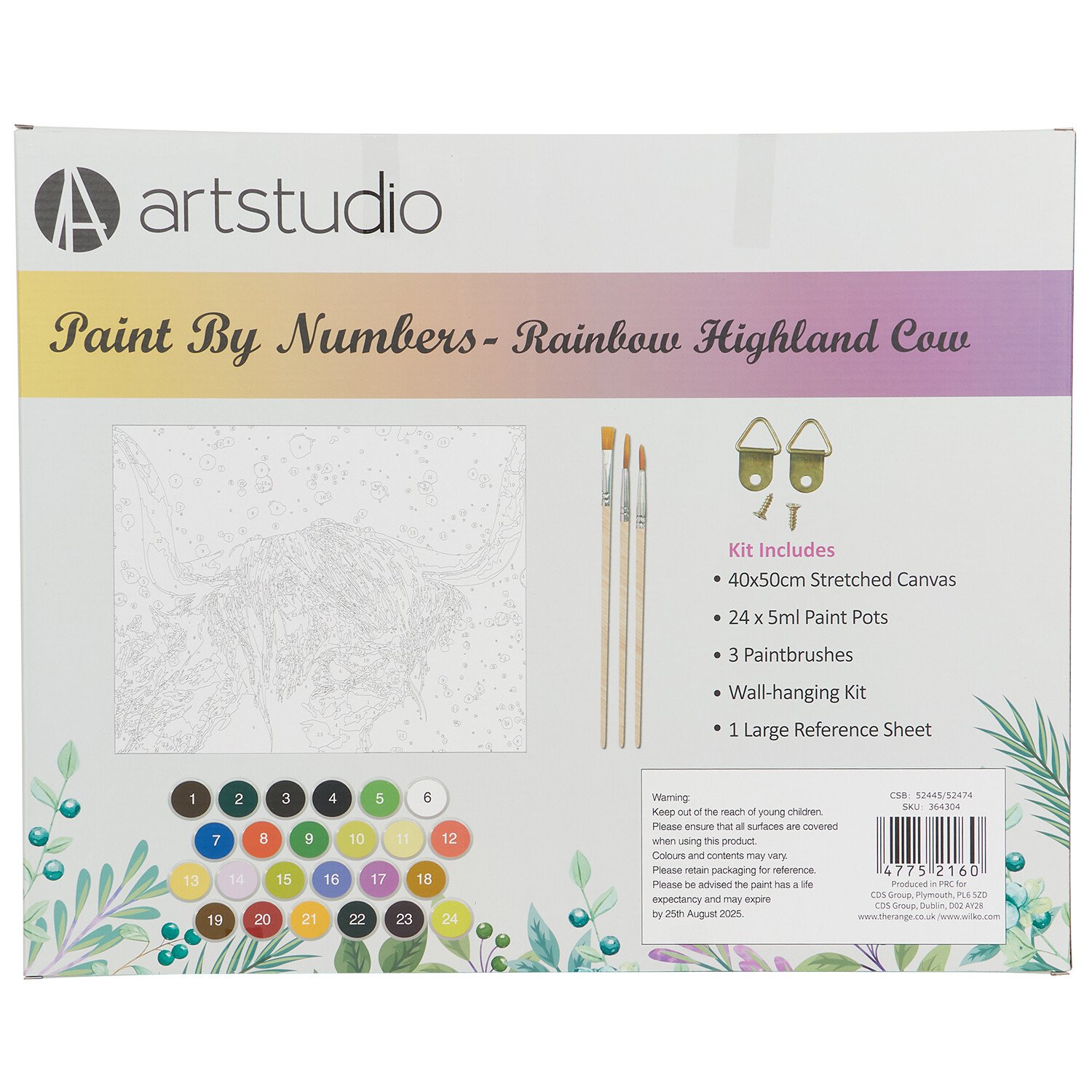 Art Studio Paint by Numbers - Rainbow Highland Cow Image 2