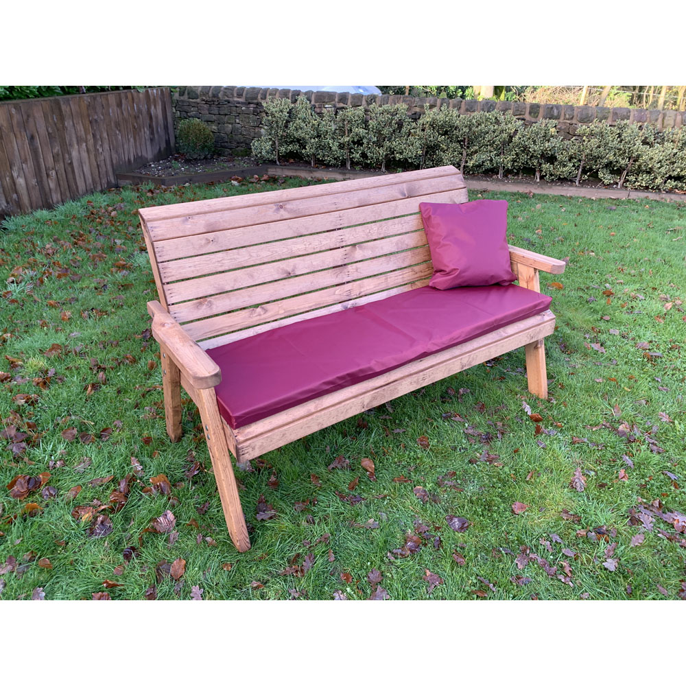 Charles Taylor 3 Seater Winchester Bench with Red Cushions Image 6