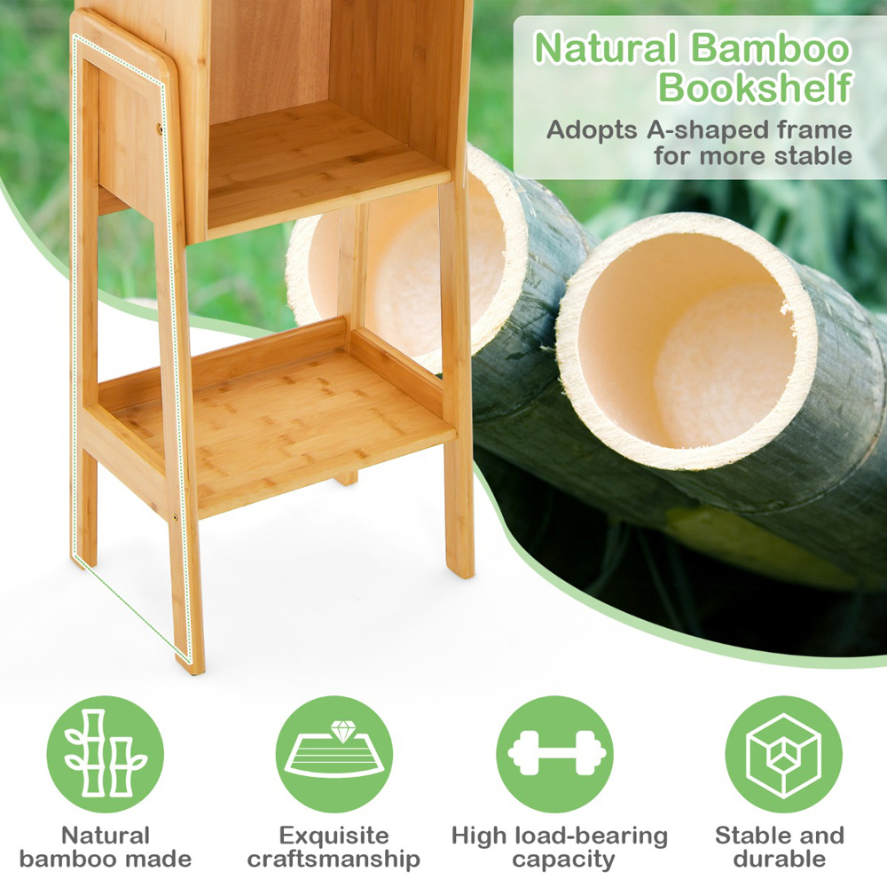 Costway 4 Shelf Bamboo Freestanding Bookcase Image 6