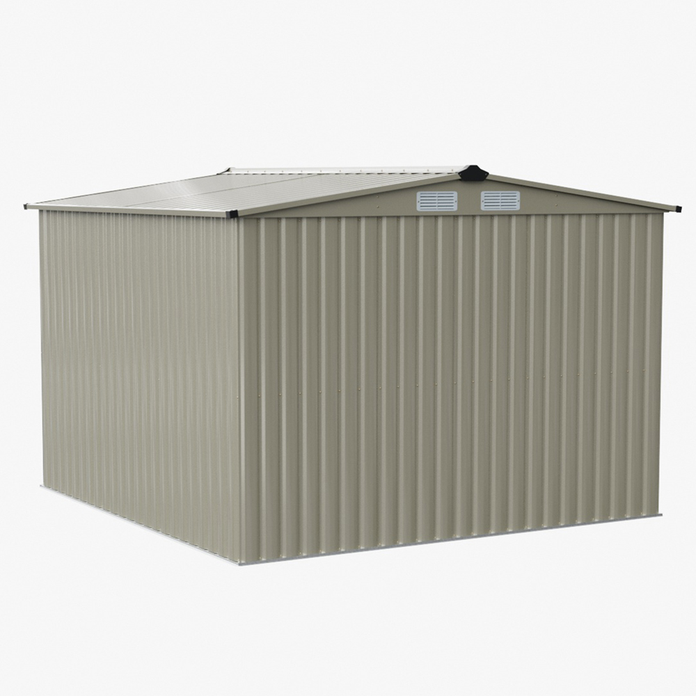 Living and Home 8 x 8ft Grey Metal Apex Garden Storage Shed with Foundation Image 3
