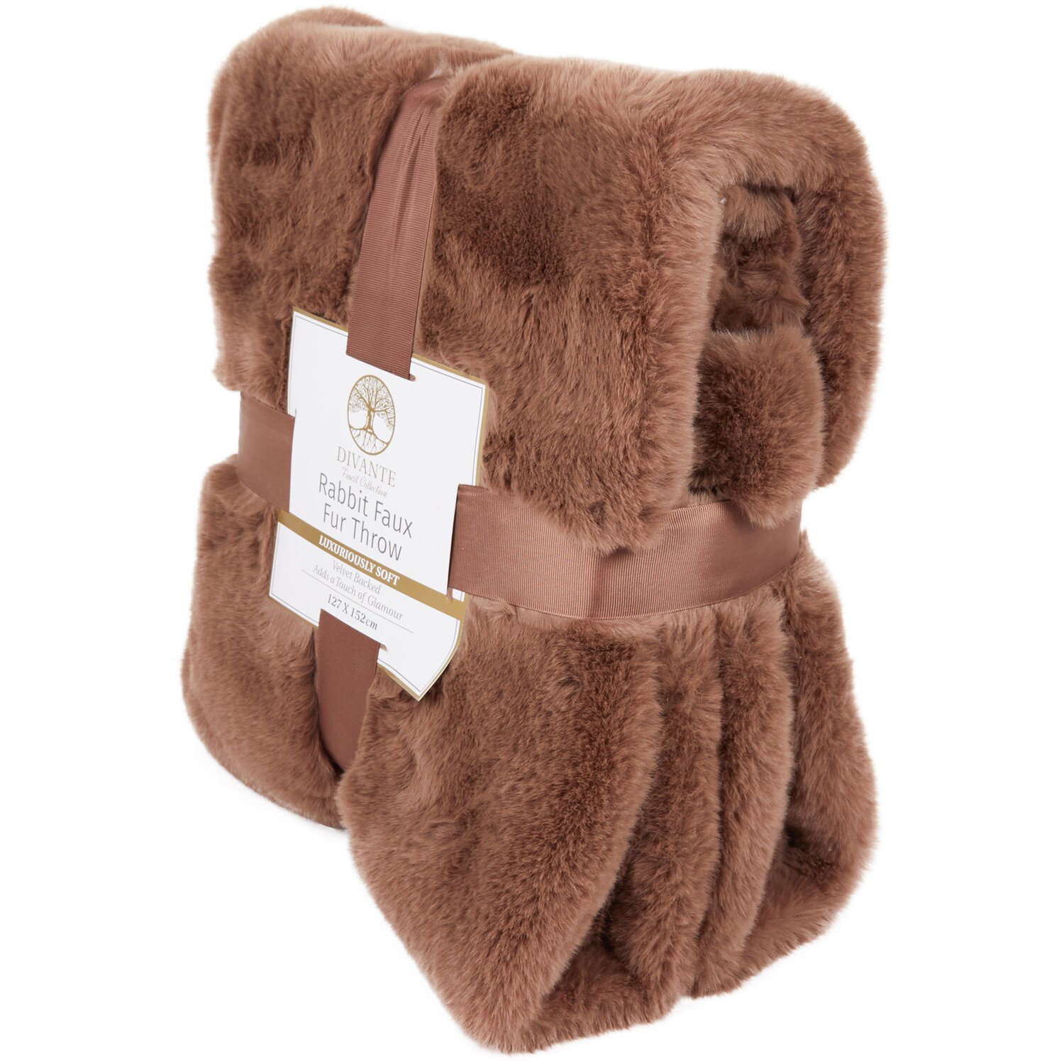 Rabbit Faux Fur Throw - Mocha / Medium Image 2