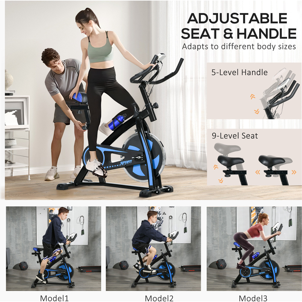 SPORTNOW Blue Adjustable Resistance Exercise Bike Image 7